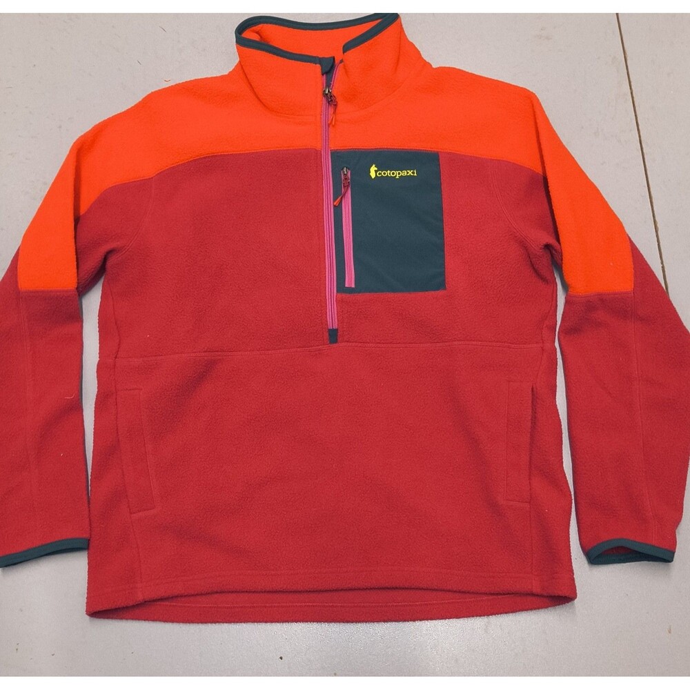 Cotopaxi Fleece Pullover Mens XL Red Orange Colorblock 1/2 Zip Outdoor Jacket